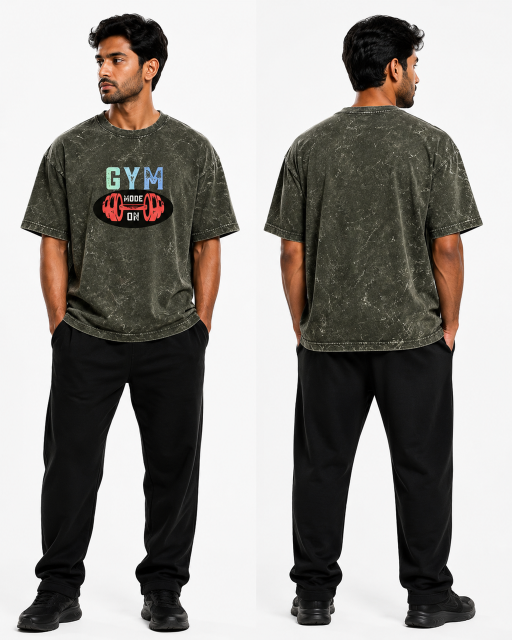 JatinFlex Vintage Acid Wash Oversized T Shirt For Men