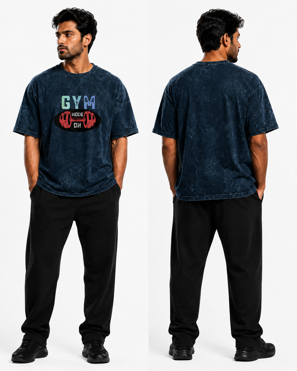 JatinFlex Vintage Acid Wash Oversized T Shirt For Men