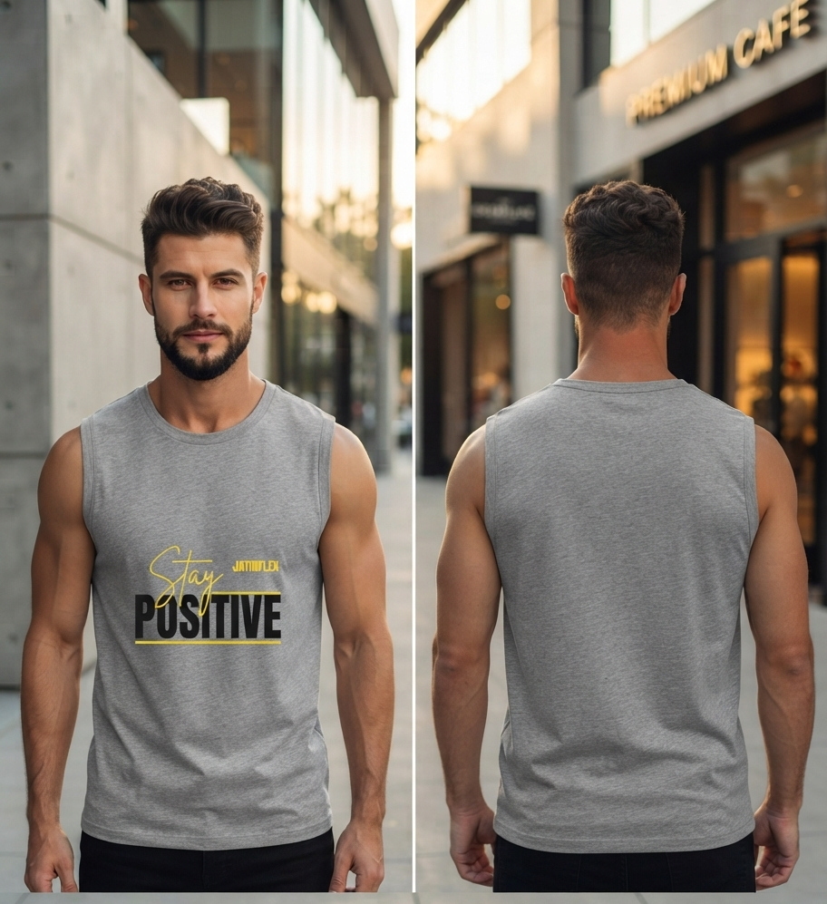 JatinFlex Stay Positive Men's Sleeveless