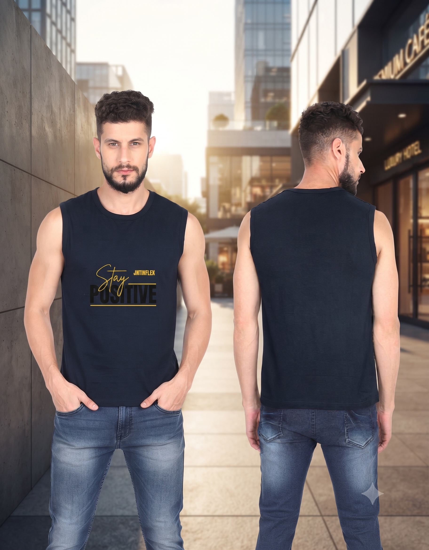JatinFlex Stay Positive Men's Sleeveless