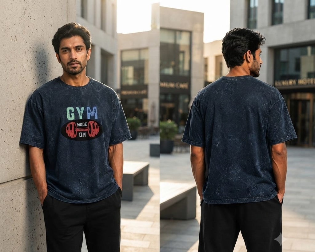JatinFlex Vintage Acid Wash Oversized T Shirt For Men