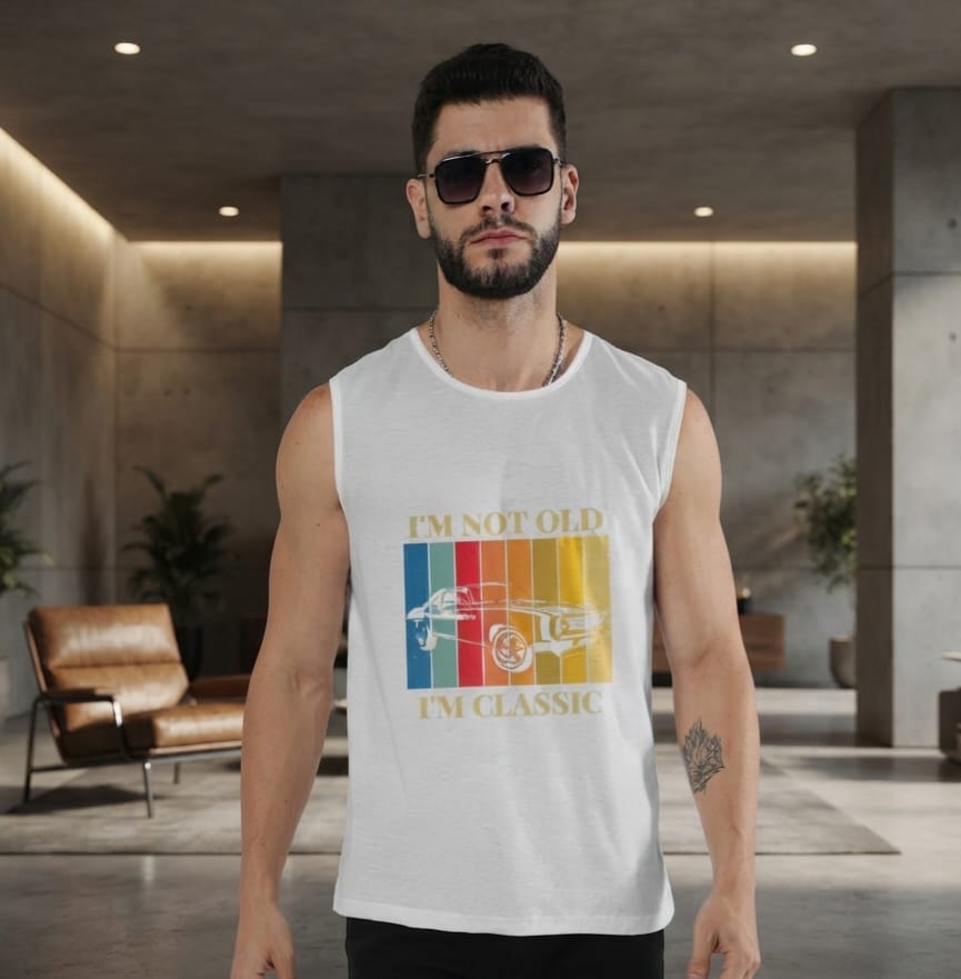 JatinFlex "I Am Not Old, I Am Classic" Men's AOP Sleeveless Tee