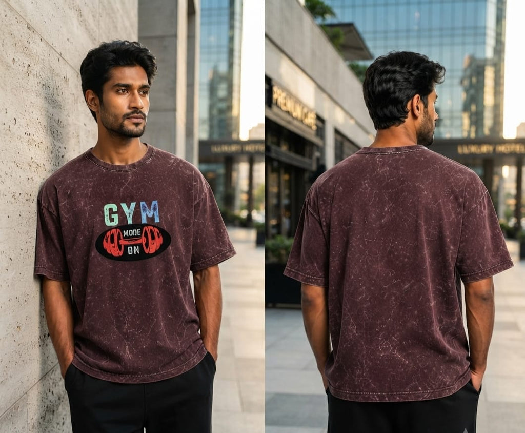 JatinFlex Vintage Acid Wash Oversized T Shirt For Men