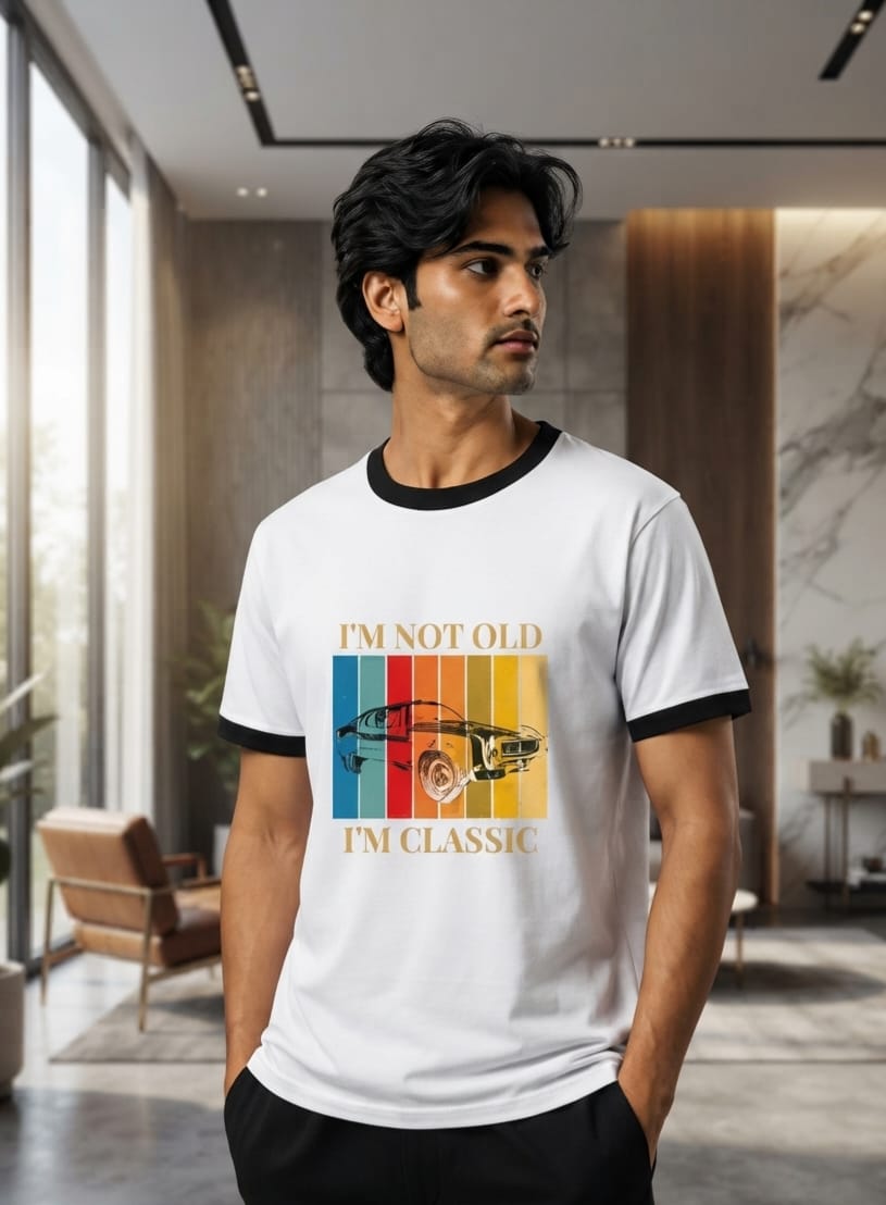 JatinFlex "I Am Not Old, I Am Classic" Unisex Ringer T-Shirt for Men