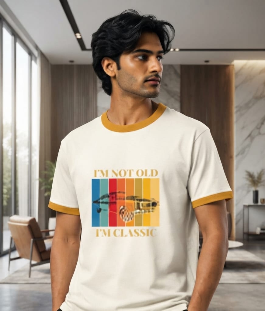 JatinFlex "I Am Not Old, I Am Classic" Unisex Ringer T-Shirt for Men