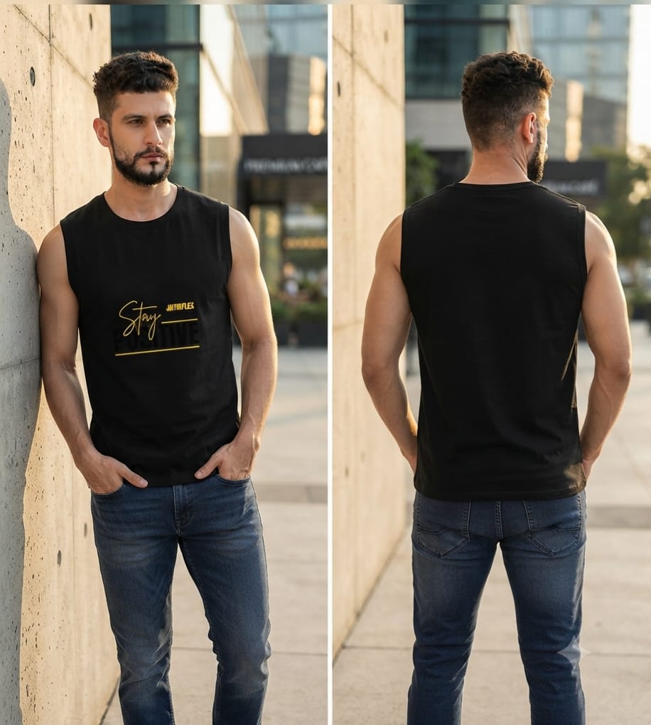 JatinFlex Stay Positive Men's Sleeveless